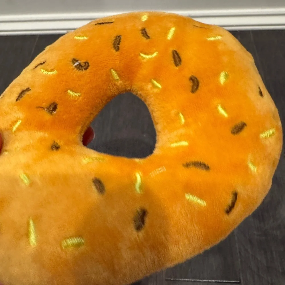 NWOT Orange Bagel Plush Pet Dog Toy